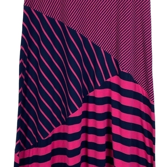 Maurices Pink Navy Blue Striped Maxi Skirt Women's Small Drawstring - Picture 4 of 8